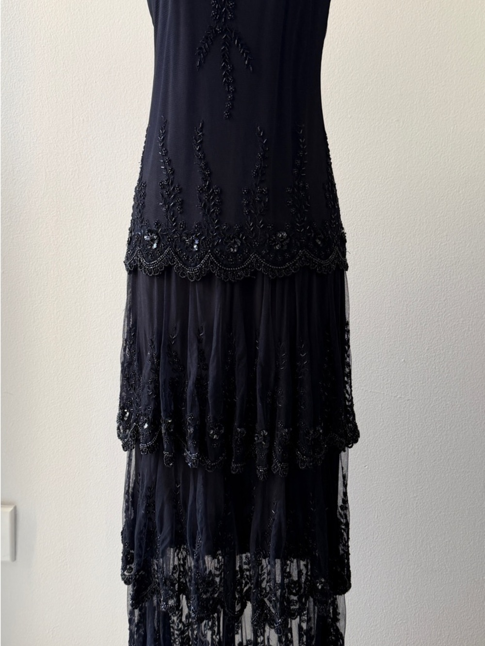 Vintage Elegant Black Beaded Sleeveless Dress - Picture 5 of 16